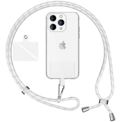 NALIA Bunte Universal-Kette mit Pad, Band für Handy-Hülle zum Umhängen, Karabinerhaken Anhänger Metall, Schlüsselband Umhängeband 160 CM, Crossbody Lanyard mit Schlaufe
