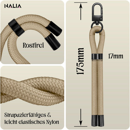 NALIA Universal Handykette Kurz & Kamera-Band – WRISTY (Verstellbare Handgelenkschlaufe inkl. 2 Patches & Feinschlaufe) – Marke aus Berlin