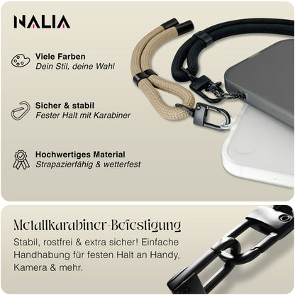 NALIA Universal Handykette Kurz & Kamera-Band – WRISTY (Verstellbare Handgelenkschlaufe inkl. 2 Patches & Feinschlaufe) – Marke aus Berlin