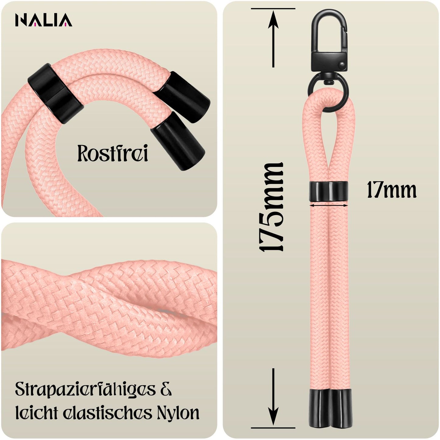 NALIA Universal Handykette Kurz & Kamera-Band – WRISTY (Verstellbare Handgelenkschlaufe inkl. 2 Patches & Feinschlaufe) – Marke aus Berlin