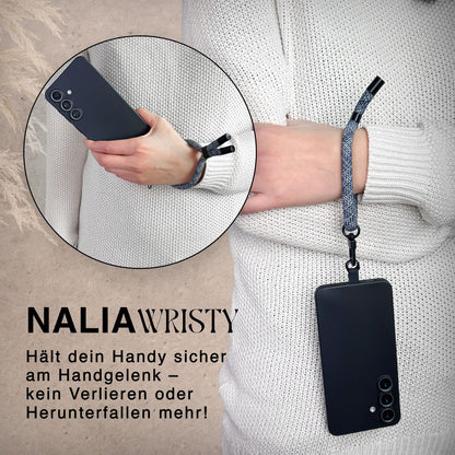 NALIA Universal Handykette Kurz & Kamera-Band – WRISTY (Verstellbare Handgelenkschlaufe inkl. 2 Patches & Feinschlaufe) – Marke aus Berlin
