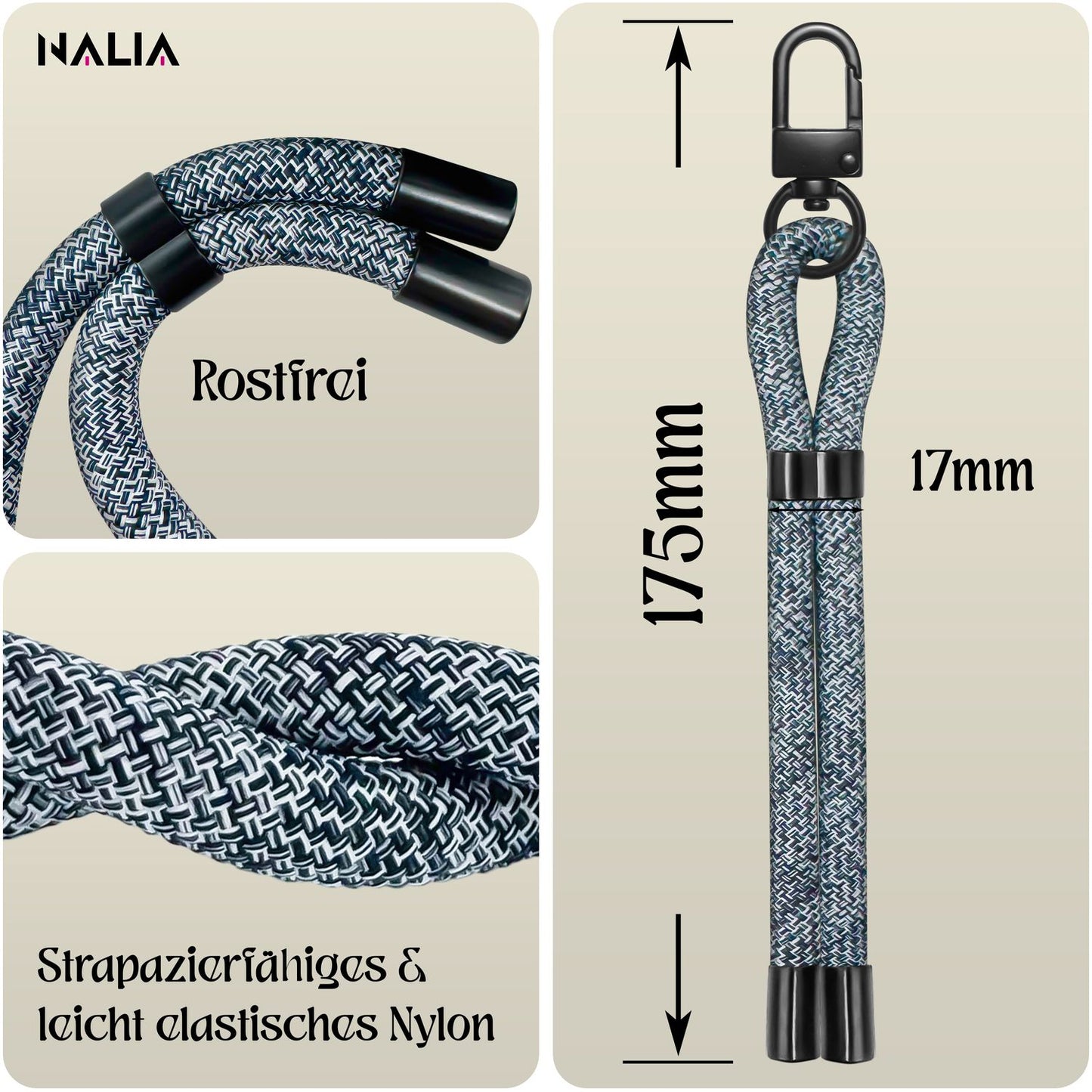 NALIA Universal Handykette Kurz & Kamera-Band – WRISTY (Verstellbare Handgelenkschlaufe inkl. 2 Patches & Feinschlaufe) – Marke aus Berlin