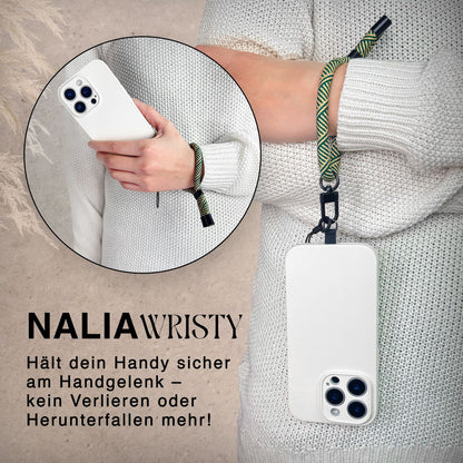 NALIA Universal Handykette Kurz & Kamera-Band – WRISTY (Verstellbare Handgelenkschlaufe inkl. 2 Patches & Feinschlaufe) – Marke aus Berlin