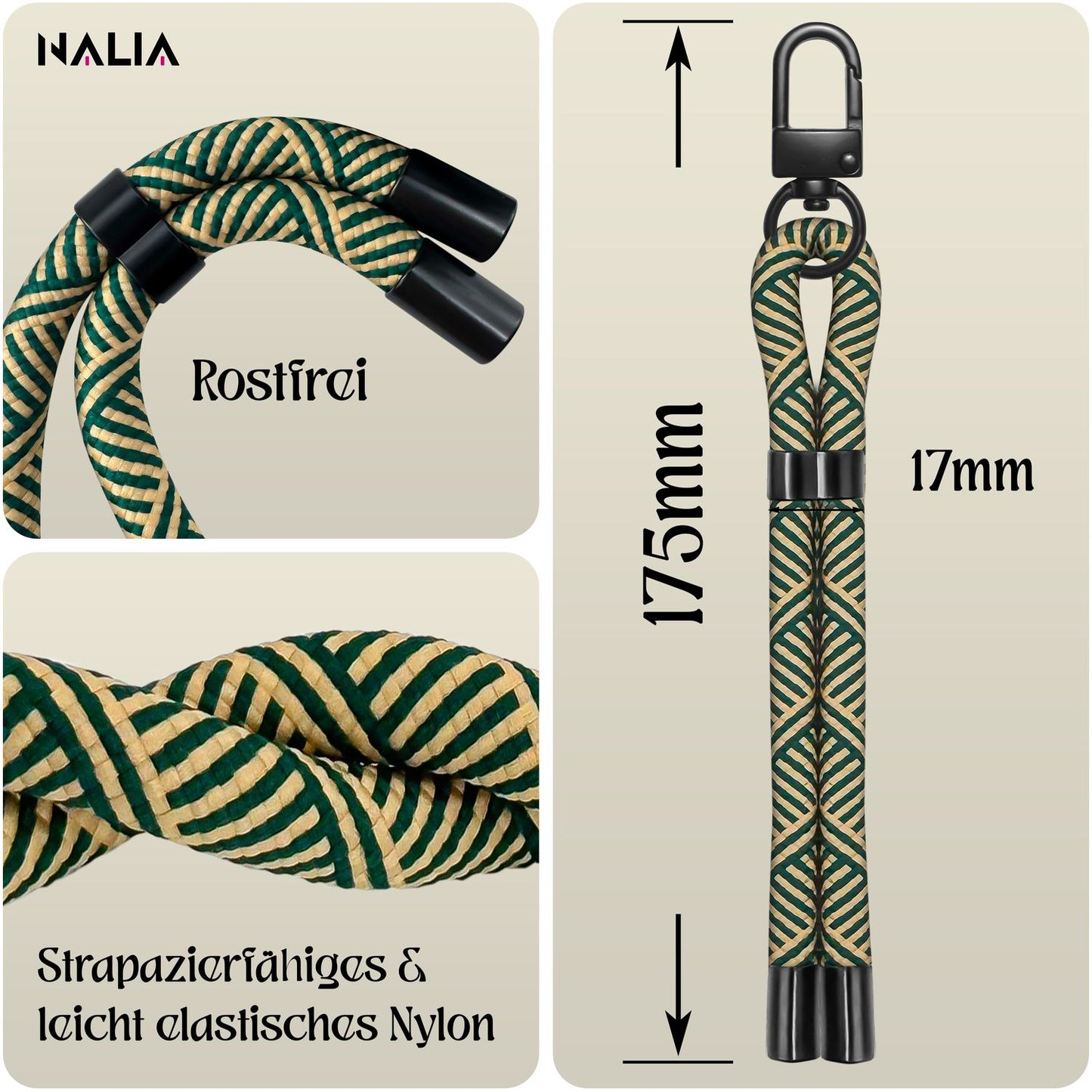 NALIA Universal Handykette Kurz & Kamera-Band – WRISTY (Verstellbare Handgelenkschlaufe inkl. 2 Patches & Feinschlaufe) – Marke aus Berlin