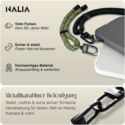 NALIA Universal Handykette Kurz & Kamera-Band – WRISTY (Verstellbare Handgelenkschlaufe inkl. 2 Patches & Feinschlaufe) – Marke aus Berlin