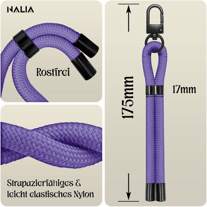 NALIA Universal Handykette Kurz & Kamera-Band – WRISTY (Verstellbare Handgelenkschlaufe inkl. 2 Patches & Feinschlaufe) – Marke aus Berlin