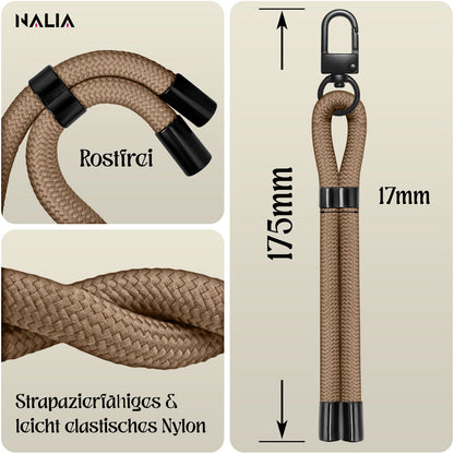 NALIA Universal Handykette Kurz & Kamera-Band – WRISTY (Verstellbare Handgelenkschlaufe inkl. 2 Patches & Feinschlaufe) – Marke aus Berlin