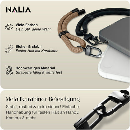 NALIA Universal Handykette Kurz & Kamera-Band – WRISTY (Verstellbare Handgelenkschlaufe inkl. 2 Patches & Feinschlaufe) – Marke aus Berlin