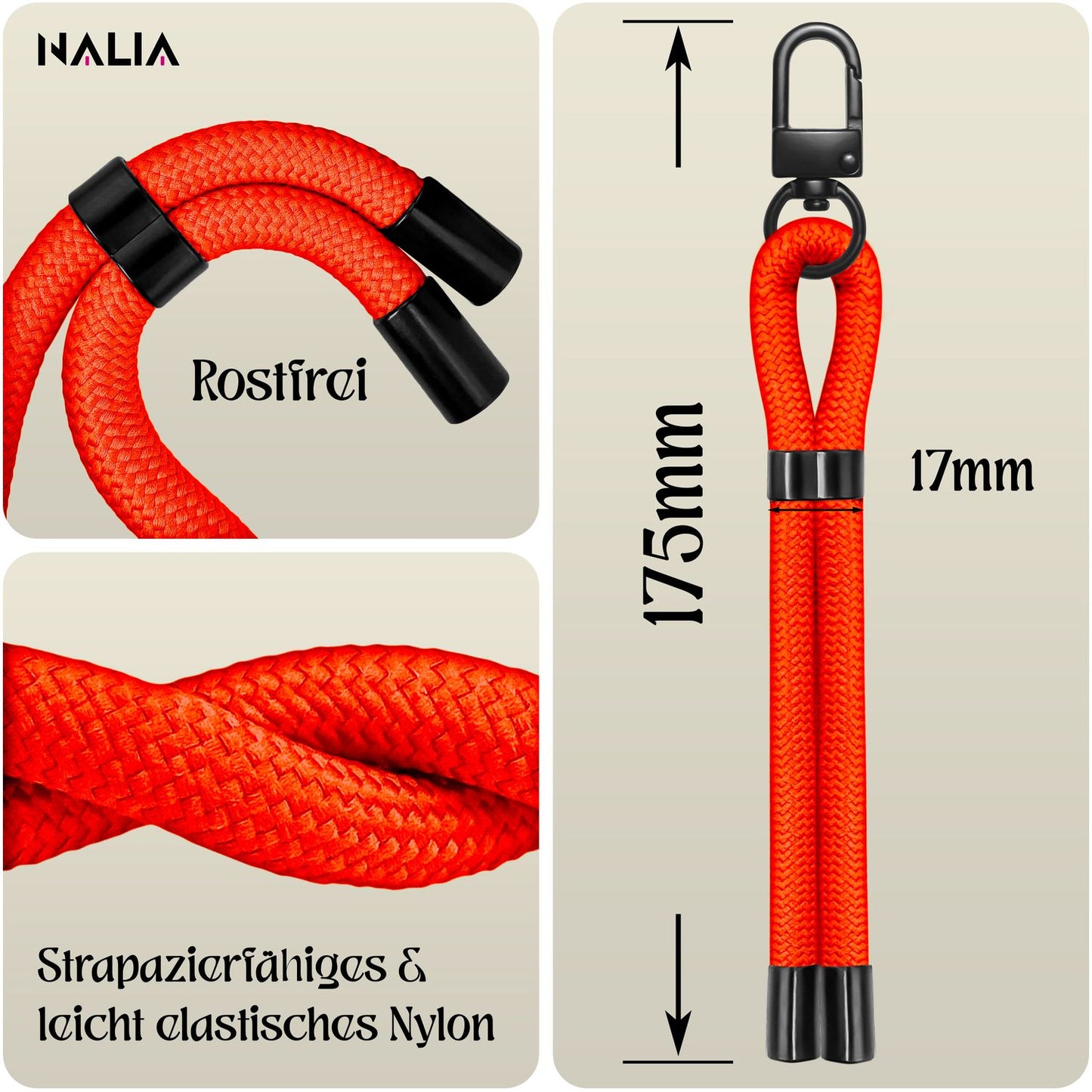 NALIA Universal Handykette Kurz & Kamera-Band – WRISTY (Verstellbare Handgelenkschlaufe inkl. 2 Patches & Feinschlaufe) – Marke aus Berlin