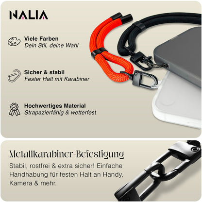 NALIA Universal Handykette Kurz & Kamera-Band – WRISTY (Verstellbare Handgelenkschlaufe inkl. 2 Patches & Feinschlaufe) – Marke aus Berlin