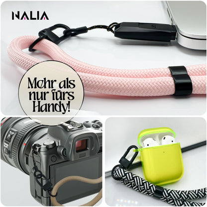 NALIA Universal Handykette Kurz & Kamera-Band – WRISTY (Verstellbare Handgelenkschlaufe inkl. 2 Patches & Feinschlaufe) – Marke aus Berlin