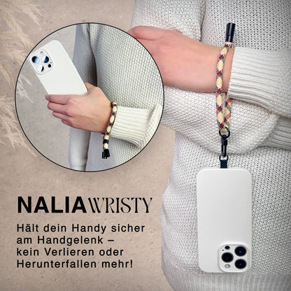 NALIA Universal Handykette Kurz & Kamera-Band – WRISTY (Verstellbare Handgelenkschlaufe inkl. 2 Patches & Feinschlaufe) – Marke aus Berlin