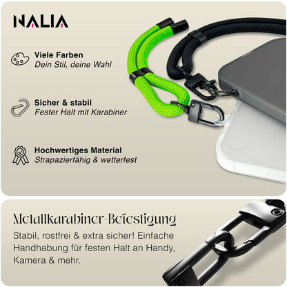 NALIA Universal Handykette Kurz & Kamera-Band – WRISTY (Verstellbare Handgelenkschlaufe inkl. 2 Patches & Feinschlaufe) – Marke aus Berlin