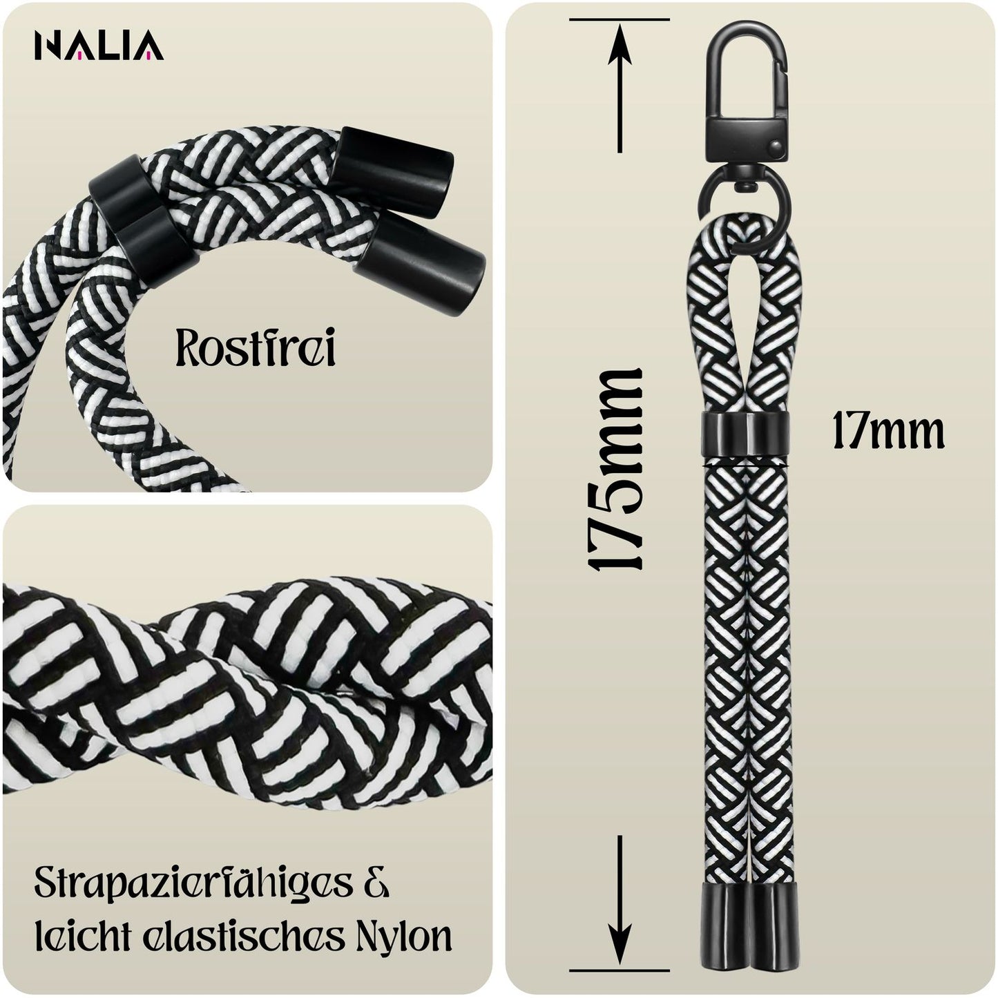NALIA Universal Handykette Kurz & Kamera-Band – WRISTY (Verstellbare Handgelenkschlaufe inkl. 2 Patches & Feinschlaufe) – Marke aus Berlin