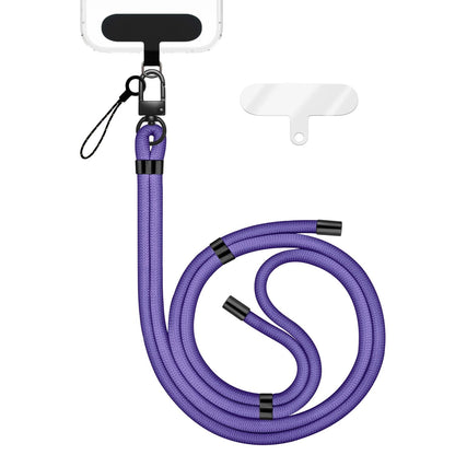 NALIA Universal Handykette für alle Smartphones – Premium Komfort-Nylon & 2 Patches – HOLDME (Geflochtenes Lanyard mit Mattschwarzem Karabiner) – Marke aus Berlin