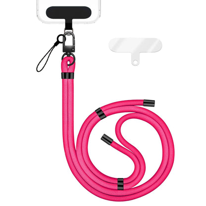 NALIA Universal Handykette für alle Smartphones – Premium Komfort-Nylon & 2 Patches – HOLDME (Geflochtenes Lanyard mit Mattschwarzem Karabiner) – Marke aus Berlin