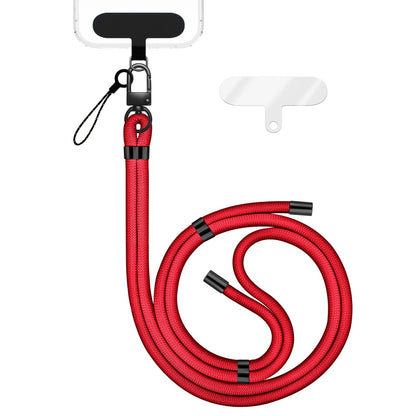 NALIA Universal Handykette für alle Smartphones – Premium Komfort-Nylon & 2 Patches – HOLDME (Geflochtenes Lanyard mit Mattschwarzem Karabiner) – Marke aus Berlin