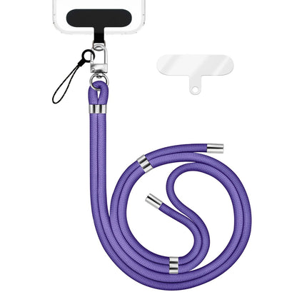 NALIA Universal Handykette für alle Smartphones – Premium Komfort-Nylon & 2 Patches – HOLDME (Geflochtenes Lanyard mit Silber-Karabiner) – Marke aus Berlin
