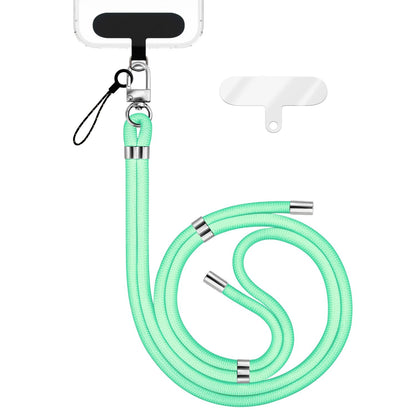 NALIA Universal Handykette für alle Smartphones – Premium Komfort-Nylon & 2 Patches – HOLDME (Geflochtenes Lanyard mit Silber-Karabiner) – Marke aus Berlin