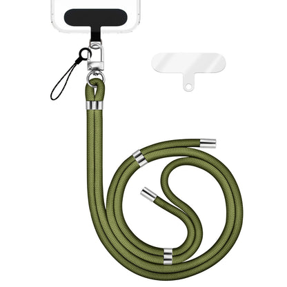 NALIA Universal Handykette für alle Smartphones – Premium Komfort-Nylon & 2 Patches – HOLDME (Geflochtenes Lanyard mit Silber-Karabiner) – Marke aus Berlin