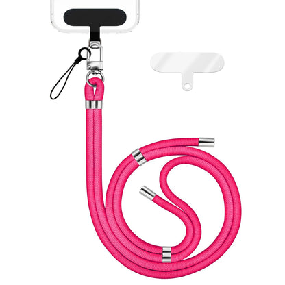 NALIA Universal Handykette für alle Smartphones – Premium Komfort-Nylon & 2 Patches – HOLDME (Geflochtenes Lanyard mit Silber-Karabiner) – Marke aus Berlin