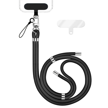 NALIA Universal Handykette für alle Smartphones – Premium Komfort-Nylon & 2 Patches – HOLDME (Geflochtenes Lanyard mit Silber-Karabiner) – Marke aus Berlin