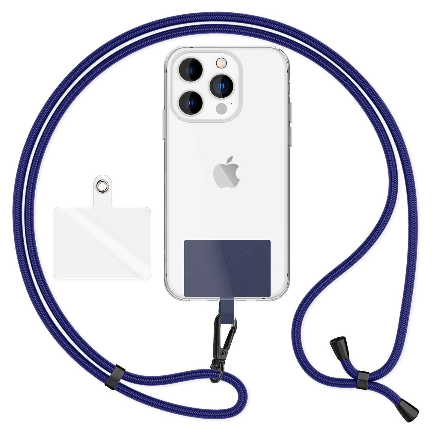 NALIA Universal Handykette für alle Smartphones – Robuste Kordel & 2 Patches – HOLDME AIR (Klassisches Lanyard mit Mattschwarzem Karabiner) – Marke aus Berlin