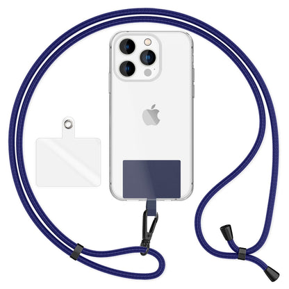 NALIA Universal Handykette für alle Smartphones – Robuste Kordel & 2 Patches – HOLDME AIR (Klassisches Lanyard mit Mattschwarzem Karabiner) – Marke aus Berlin