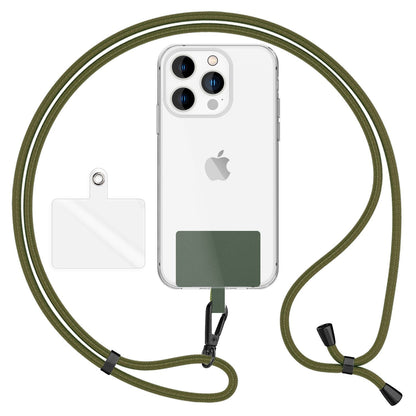 NALIA Universal Handykette für alle Smartphones – Robuste Kordel & 2 Patches – HOLDME AIR (Klassisches Lanyard mit Mattschwarzem Karabiner) – Marke aus Berlin