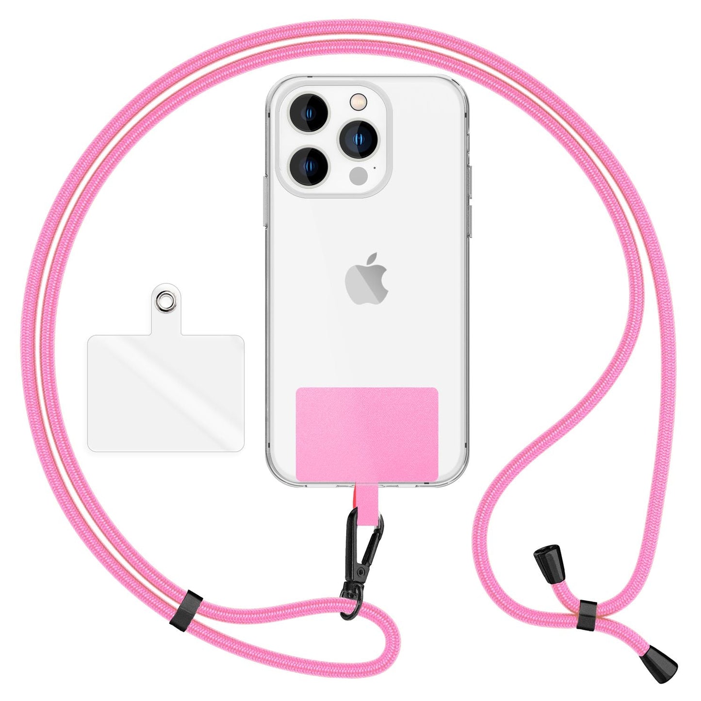 NALIA Universal Handykette für alle Smartphones – Robuste Kordel & 2 Patches – HOLDME AIR (Klassisches Lanyard mit Mattschwarzem Karabiner) – Marke aus Berlin