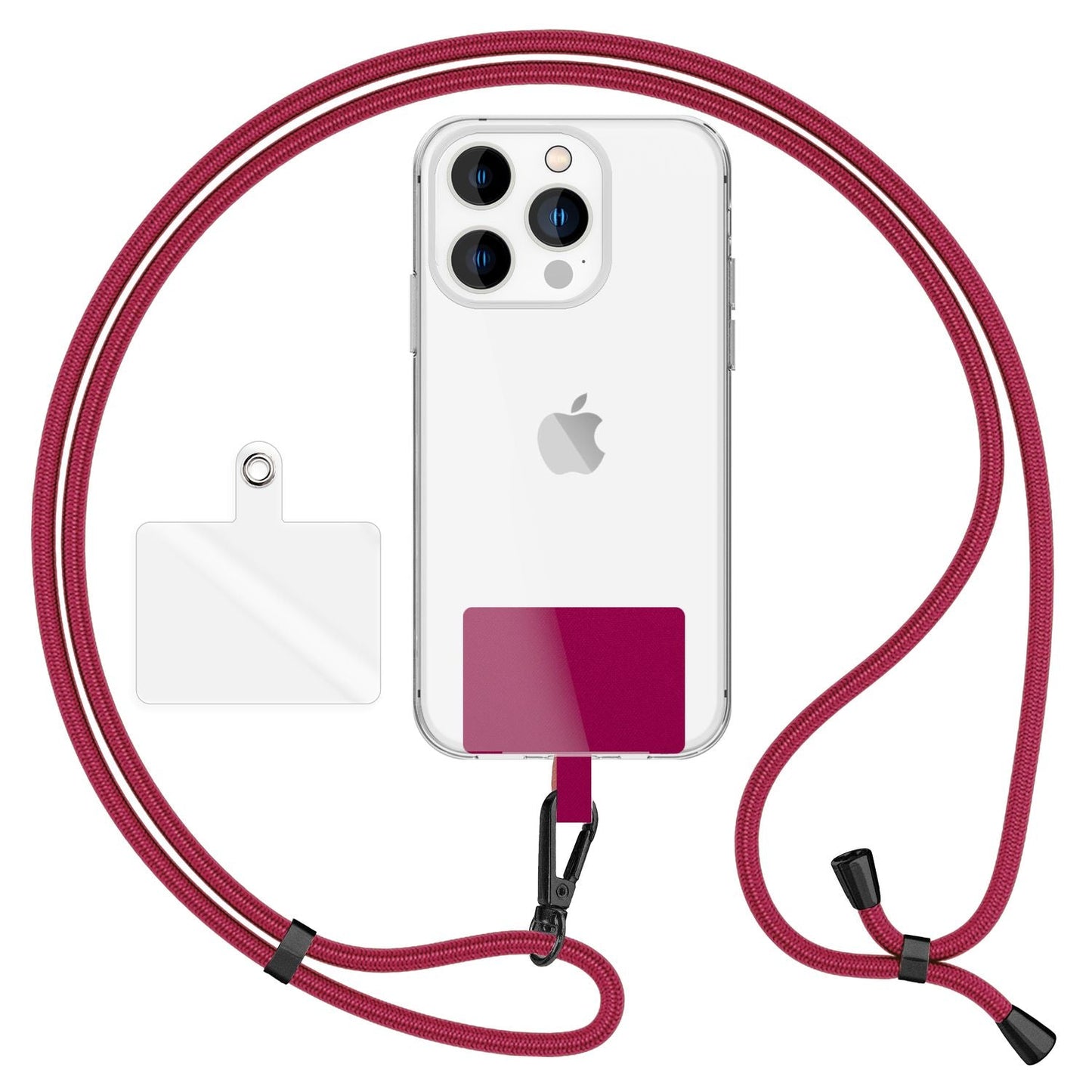 NALIA Universal Handykette für alle Smartphones – Robuste Kordel & 2 Patches – HOLDME AIR (Klassisches Lanyard mit Mattschwarzem Karabiner) – Marke aus Berlin