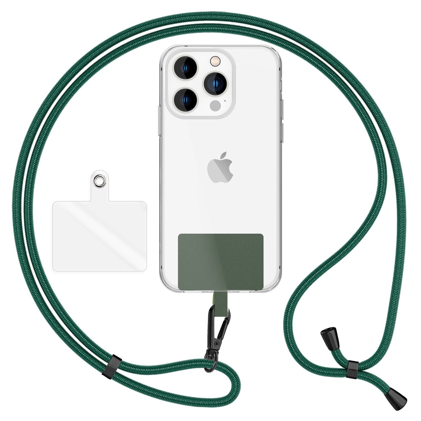 NALIA Universal Handykette für alle Smartphones – Robuste Kordel & 2 Patches – HOLDME AIR (Klassisches Lanyard mit Mattschwarzem Karabiner) – Marke aus Berlin
