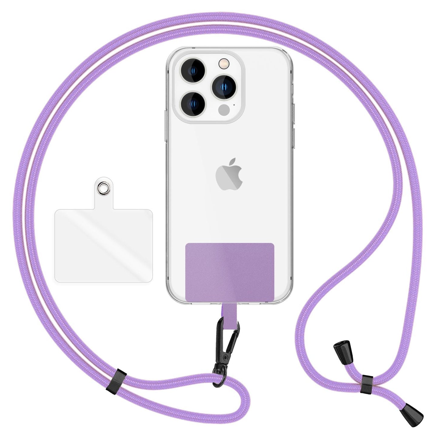 NALIA Universal Handykette für alle Smartphones – Robuste Kordel & 2 Patches – HOLDME AIR (Klassisches Lanyard mit Mattschwarzem Karabiner) – Marke aus Berlin
