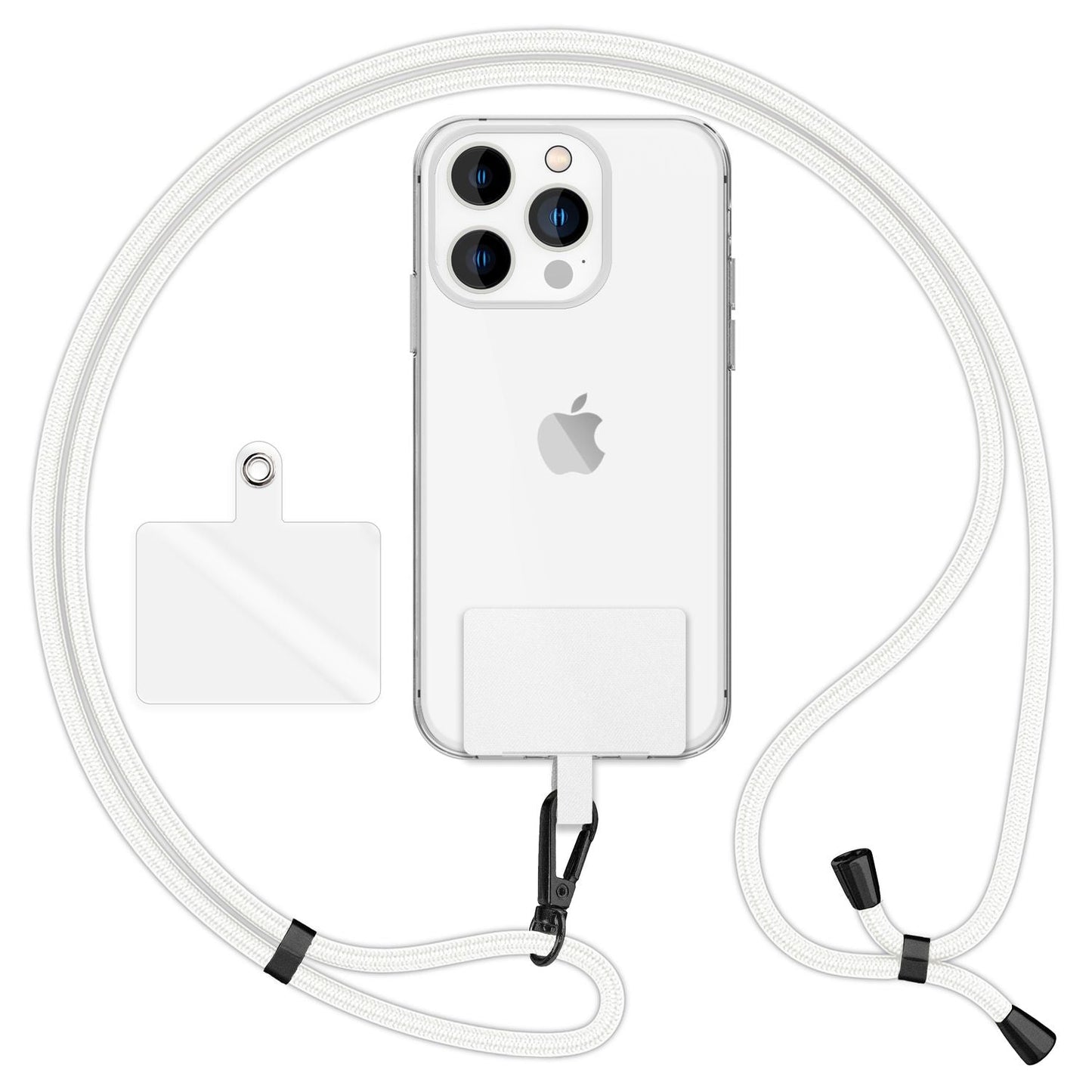NALIA Universal Handykette für alle Smartphones – Robuste Kordel & 2 Patches – HOLDME AIR (Klassisches Lanyard mit Mattschwarzem Karabiner) – Marke aus Berlin