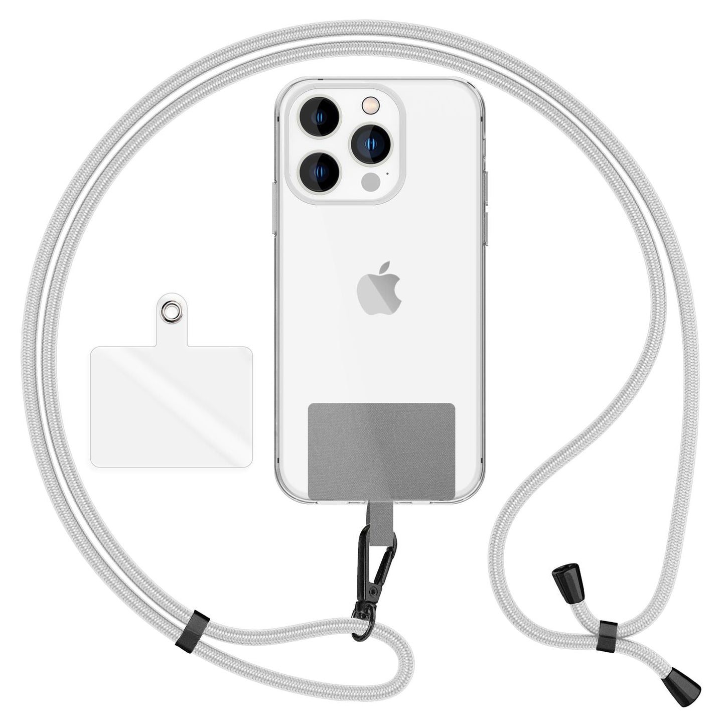 NALIA Universal Handykette für alle Smartphones – Robuste Kordel & 2 Patches – HOLDME AIR (Klassisches Lanyard mit Mattschwarzem Karabiner) – Marke aus Berlin