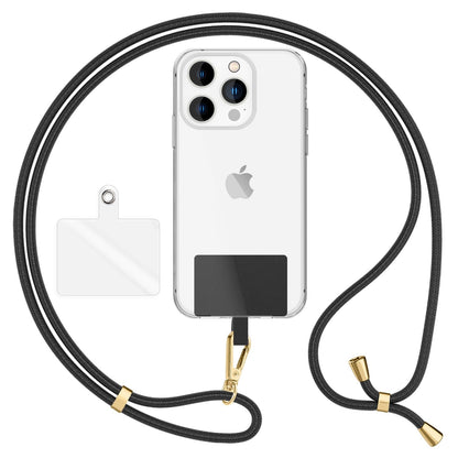 NALIA Universal Handykette für alle Smartphones – Robuste Kordel & 2 Patches – HOLDME AIR (Klassisches Lanyard mit Goldenem Karabiner) – Marke aus Berlin