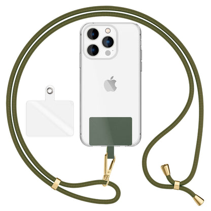 NALIA Universal Handykette für alle Smartphones – Robuste Kordel & 2 Patches – HOLDME AIR (Klassisches Lanyard mit Goldenem Karabiner) – Marke aus Berlin