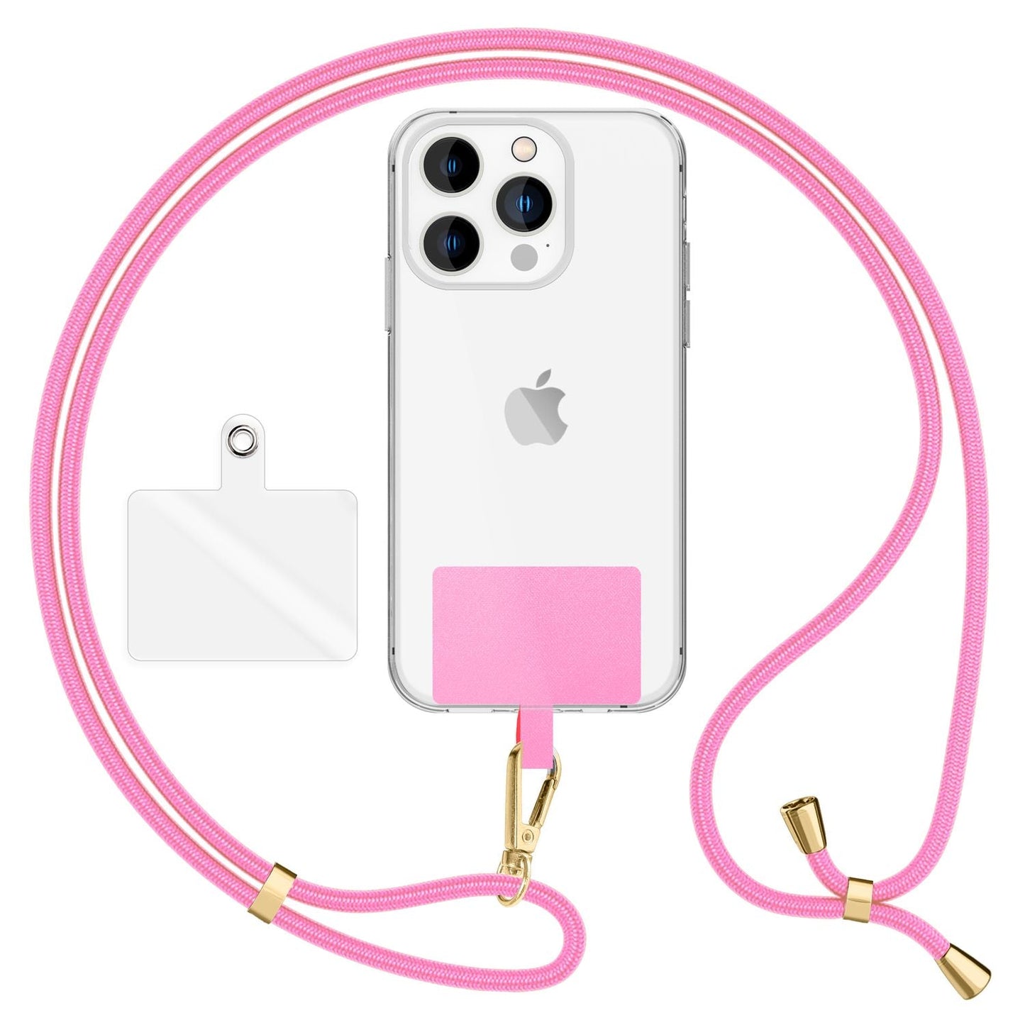 NALIA Universal Handykette für alle Smartphones – Robuste Kordel & 2 Patches – HOLDME AIR (Klassisches Lanyard mit Goldenem Karabiner) – Marke aus Berlin