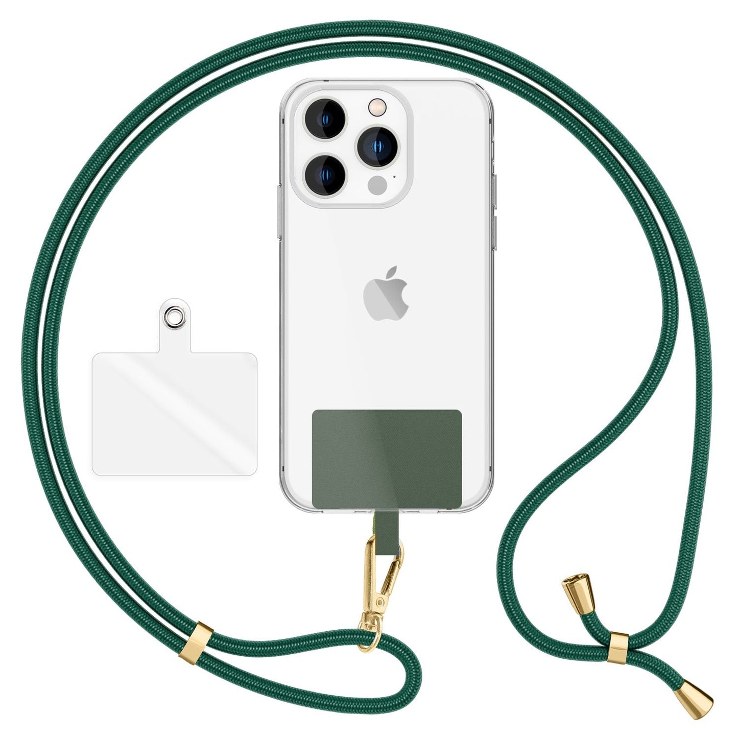 NALIA Universal Handykette für alle Smartphones – Robuste Kordel & 2 Patches – HOLDME AIR (Klassisches Lanyard mit Goldenem Karabiner) – Marke aus Berlin