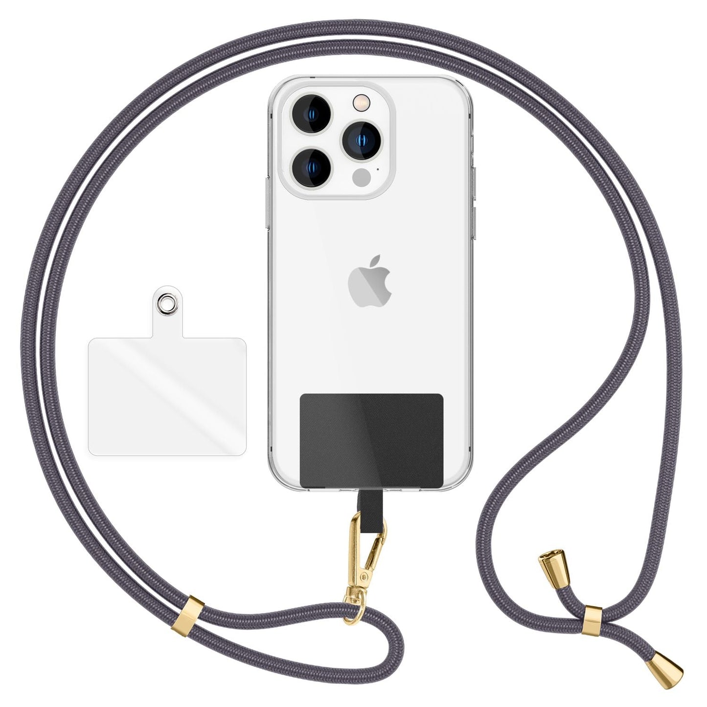 NALIA Universal Handykette für alle Smartphones – Robuste Kordel & 2 Patches – HOLDME AIR (Klassisches Lanyard mit Goldenem Karabiner) – Marke aus Berlin