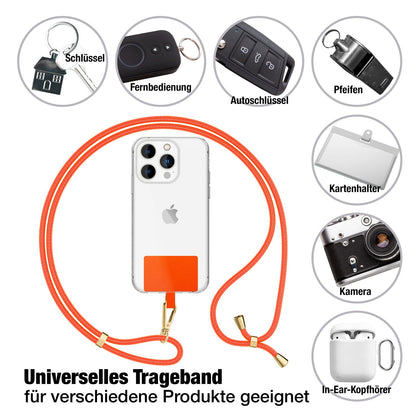NALIA Universal Handykette für alle Smartphones – Robuste Kordel & 2 Patches – HOLDME AIR (Klassisches Lanyard mit Goldenem Karabiner) – Marke aus Berlin