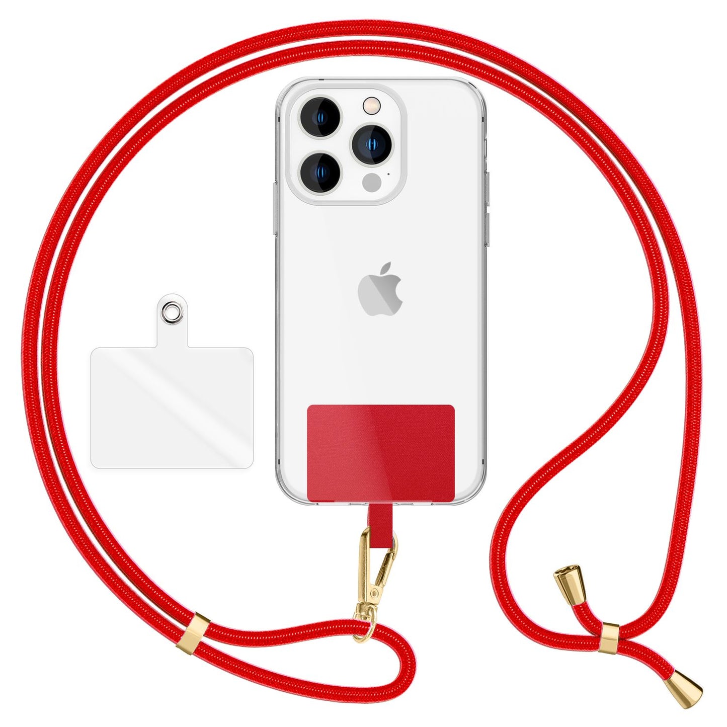 NALIA Universal Handykette für alle Smartphones – Robuste Kordel & 2 Patches – HOLDME AIR (Klassisches Lanyard mit Goldenem Karabiner) – Marke aus Berlin