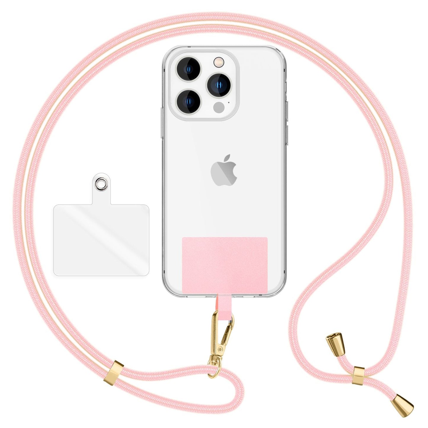 NALIA Universal Handykette für alle Smartphones – Robuste Kordel & 2 Patches – HOLDME AIR (Klassisches Lanyard mit Goldenem Karabiner) – Marke aus Berlin