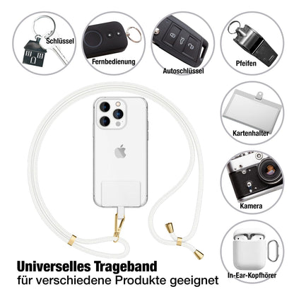 NALIA Universal Handykette für alle Smartphones – Robuste Kordel & 2 Patches – HOLDME AIR (Klassisches Lanyard mit Goldenem Karabiner) – Marke aus Berlin