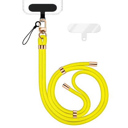 NALIA Universal Handykette für alle Smartphones – Premium Komfort-Nylon & 2 Patches – HOLDME (Geflochtenes Lanyard mit Gold-Karabiner) – Marke aus Berlin