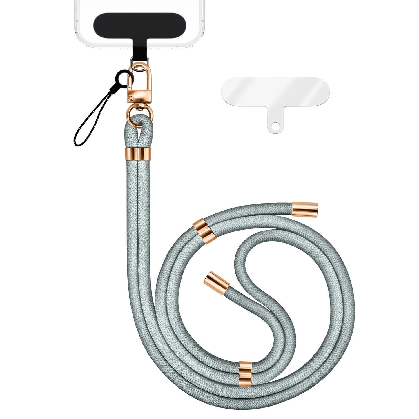 NALIA Universal Handykette für alle Smartphones – Premium Komfort-Nylon & 2 Patches – HOLDME (Geflochtenes Lanyard mit Gold-Karabiner) – Marke aus Berlin