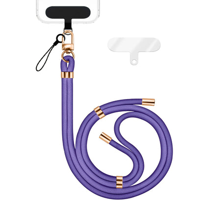 NALIA Universal Handykette für alle Smartphones – Premium Komfort-Nylon & 2 Patches – HOLDME (Geflochtenes Lanyard mit Gold-Karabiner) – Marke aus Berlin