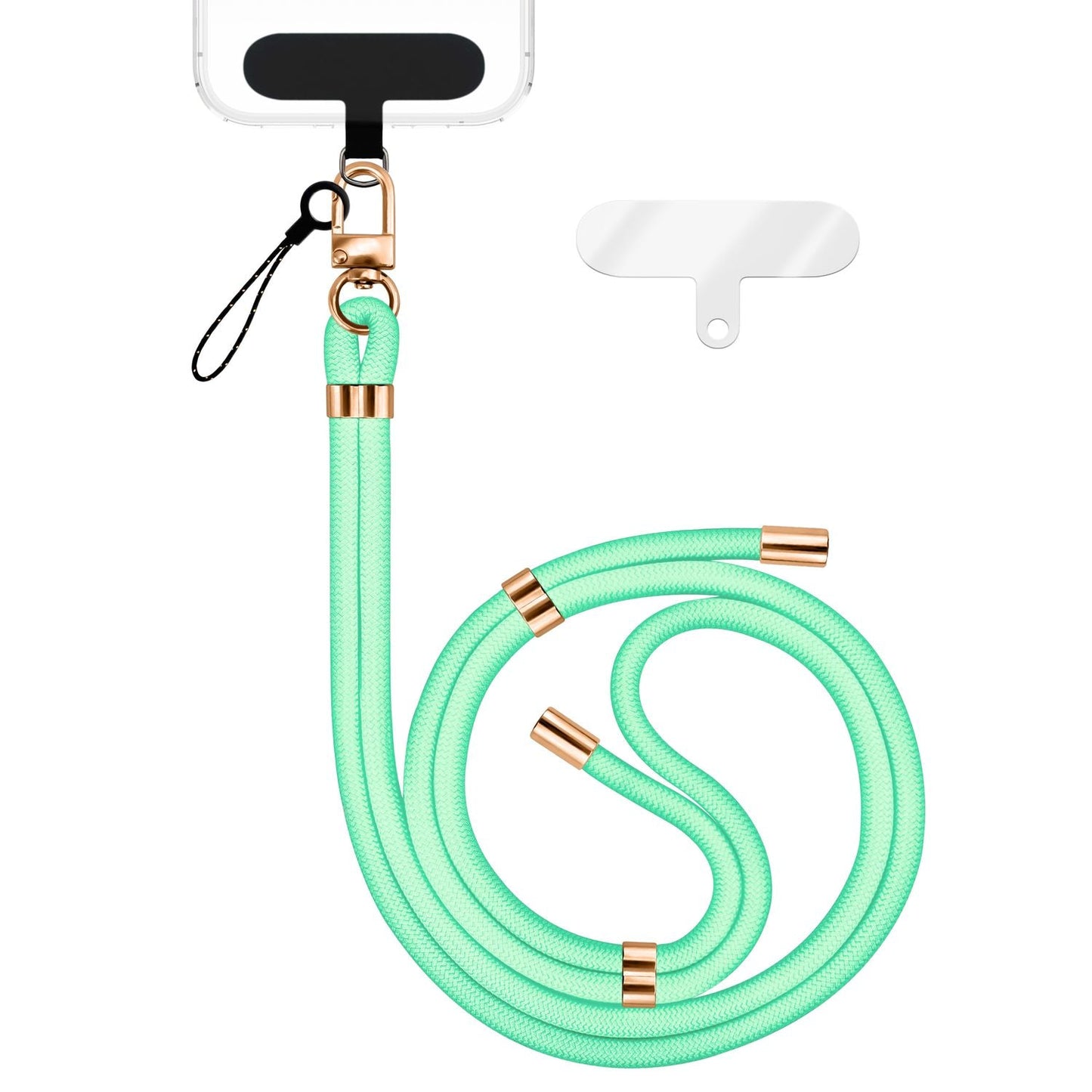 NALIA Universal Handykette für alle Smartphones – Premium Komfort-Nylon & 2 Patches – HOLDME (Geflochtenes Lanyard mit Gold-Karabiner) – Marke aus Berlin