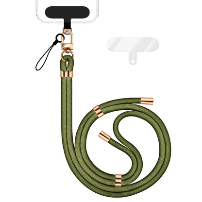 NALIA Universal Handykette für alle Smartphones – Premium Komfort-Nylon & 2 Patches – HOLDME (Geflochtenes Lanyard mit Gold-Karabiner) – Marke aus Berlin
