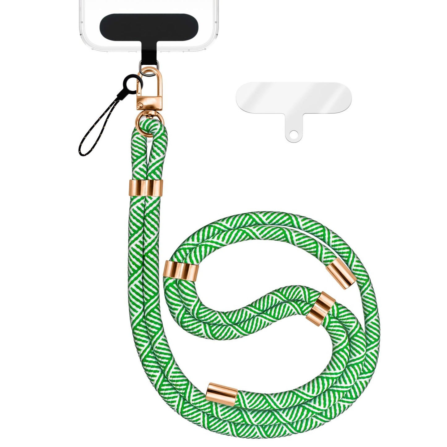 NALIA Universal Handykette für alle Smartphones – Premium Komfort-Nylon & 2 Patches – HOLDME (Geflochtenes Lanyard mit Gold-Karabiner) – Marke aus Berlin